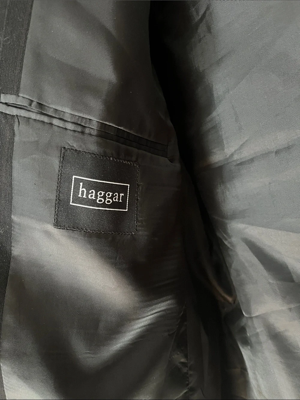 Haggar Men's Black Pinstripe Two-Button Blazer 42R